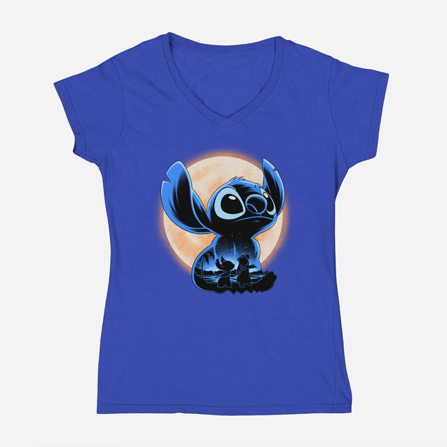 Little Alien Monster-Womens-V-Neck-Tee-rmatix
