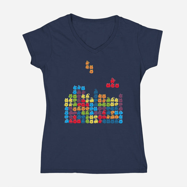 Game Cats-Womens-V-Neck-Tee-Vallina84