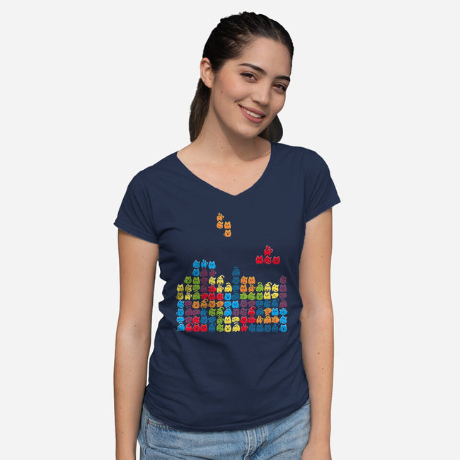 Game Cats-Womens-V-Neck-Tee-Vallina84