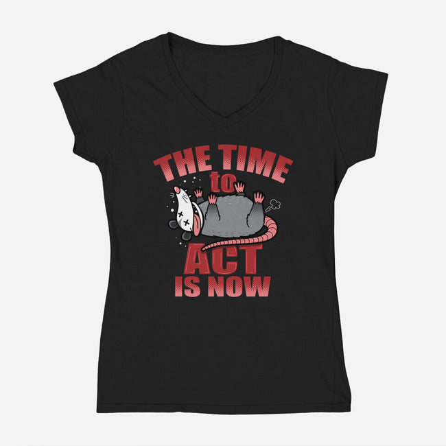 The Time To Act Is Now-Womens-V-Neck-Tee-Boggs Nicolas