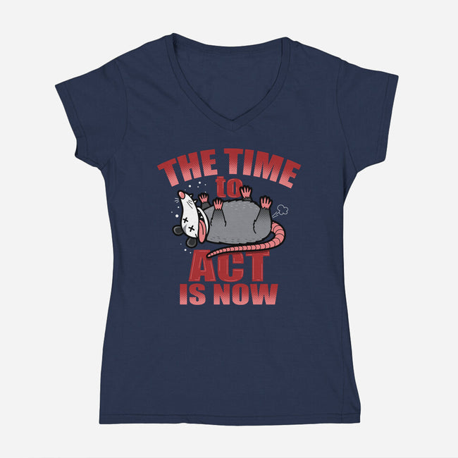 The Time To Act Is Now-Womens-V-Neck-Tee-Boggs Nicolas