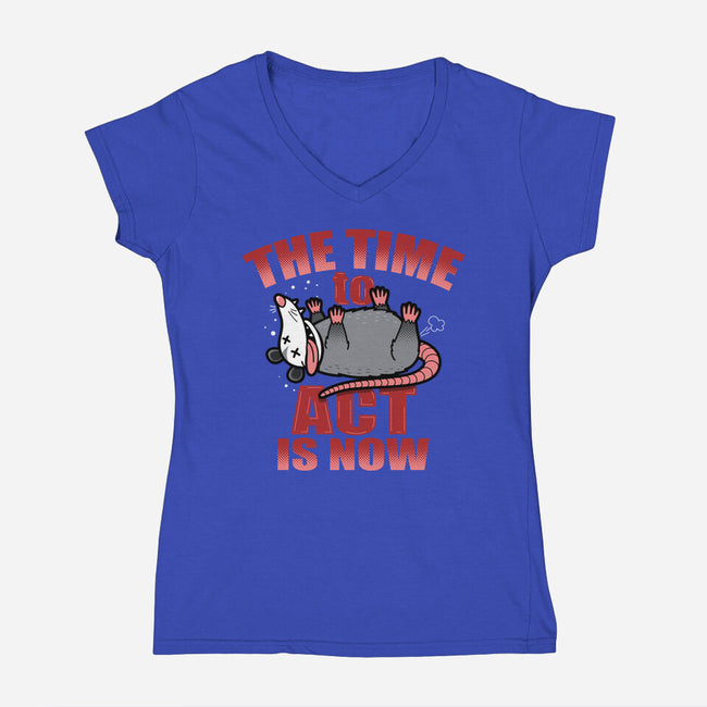 The Time To Act Is Now-Womens-V-Neck-Tee-Boggs Nicolas