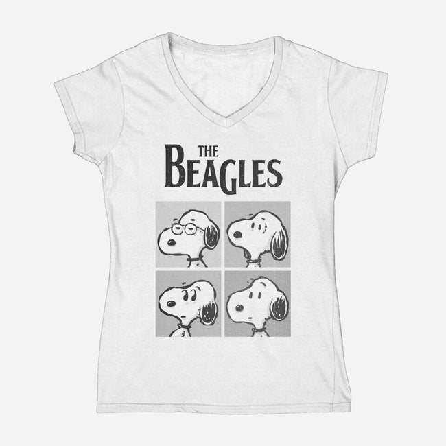 The Beagles White Album-Womens-V-Neck-Tee-kg07