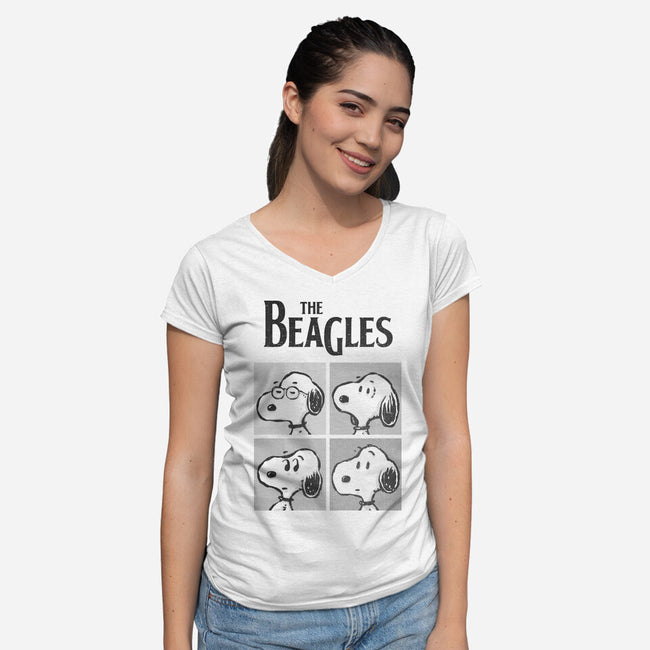 The Beagles White Album-Womens-V-Neck-Tee-kg07