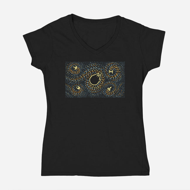 Starry Spaceships-Womens-V-Neck-Tee-erion_designs