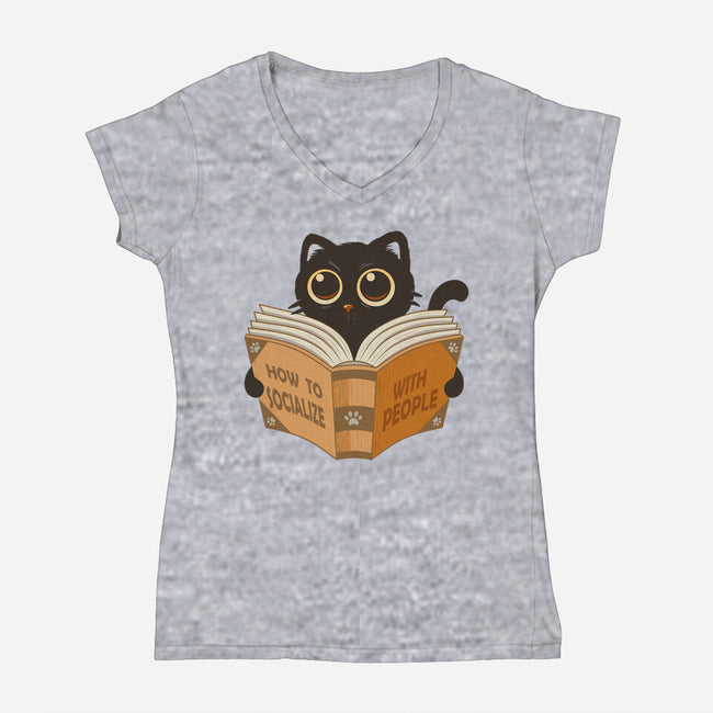 How To Socialize With People-Womens-V-Neck-Tee-erion_designs