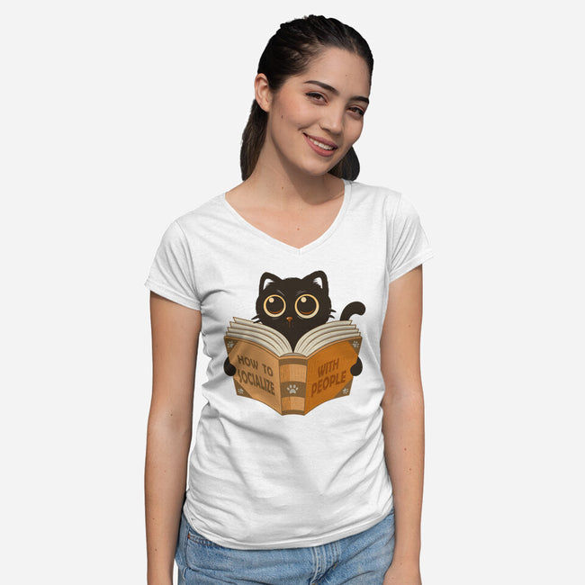 How To Socialize With People-Womens-V-Neck-Tee-erion_designs