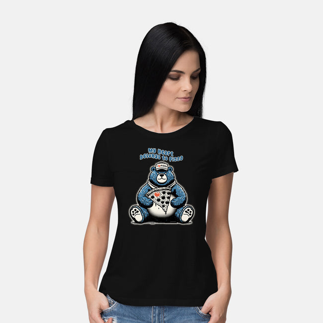 My Heart Belongs To Pizza-Womens-Basic-Tee-palmstreet