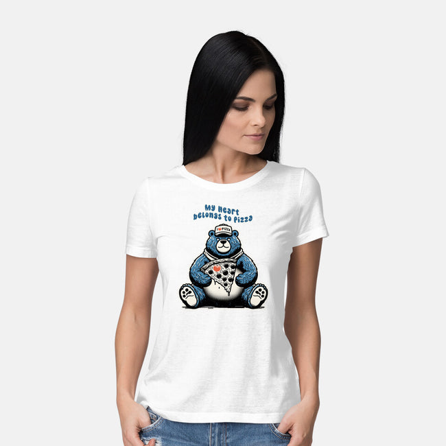 My Heart Belongs To Pizza-Womens-Basic-Tee-palmstreet