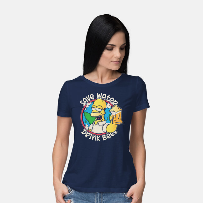 Save Water And Drink Beer-Womens-Basic-Tee-turborat14