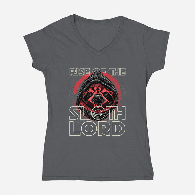 Rise Of The Sloth Lord-Womens-V-Neck-Tee-momma_gorilla