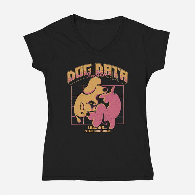 Dog Data System-Womens-V-Neck-Tee-estudiofitas