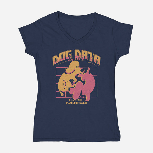 Dog Data System-Womens-V-Neck-Tee-estudiofitas