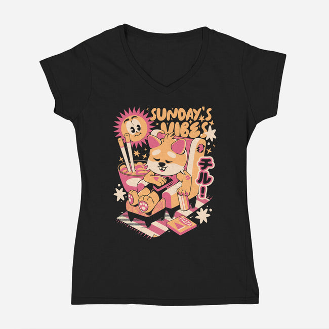 Sunday's Vibes-Womens-V-Neck-Tee-ilustrata