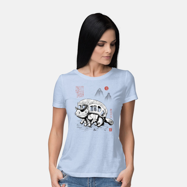 Cat Bus Sumi-e-Womens-Basic-Tee-Astrobot Invention