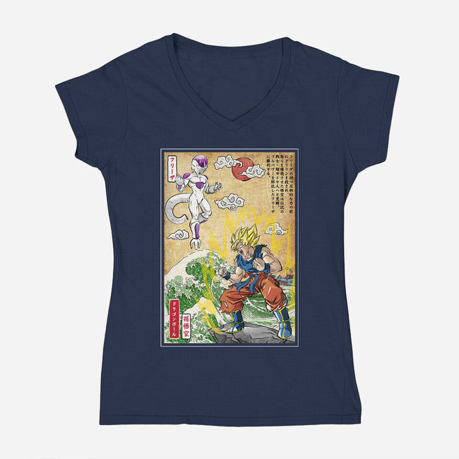 Battle On Planet-Womens-V-Neck-Tee-DrMonekers