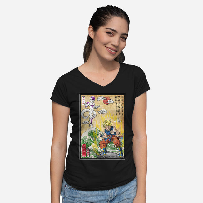 Battle On Planet-Womens-V-Neck-Tee-DrMonekers