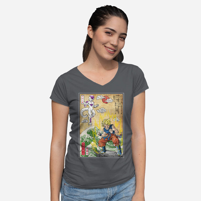 Battle On Planet-Womens-V-Neck-Tee-DrMonekers