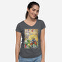 Battle On Planet-Womens-V-Neck-Tee-DrMonekers