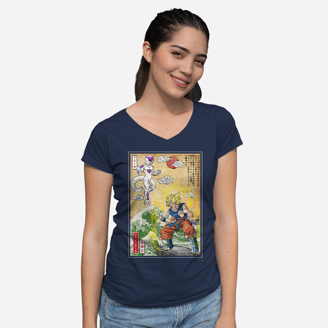 Battle On Planet-Womens-V-Neck-Tee-DrMonekers