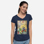 Battle On Planet-Womens-V-Neck-Tee-DrMonekers