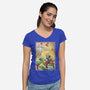 Battle On Planet-Womens-V-Neck-Tee-DrMonekers