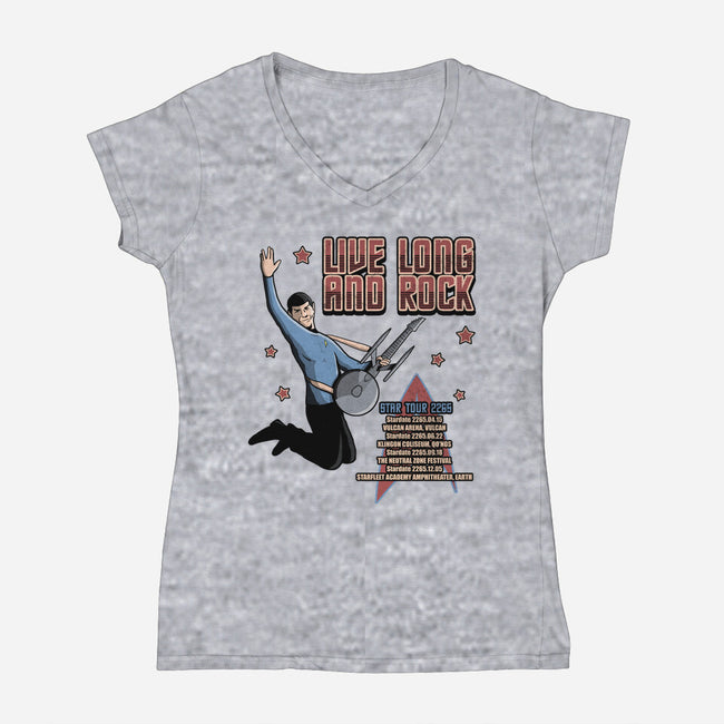 Live Long And Rock-Womens-V-Neck-Tee-NMdesign