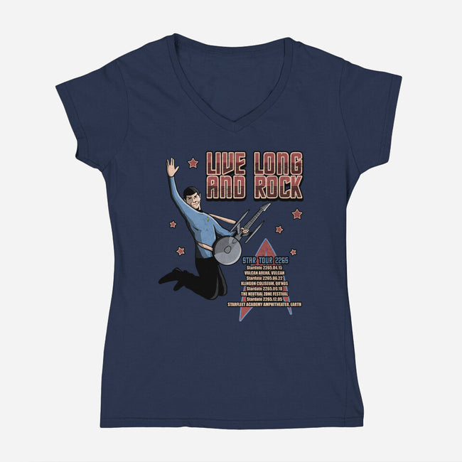 Live Long And Rock-Womens-V-Neck-Tee-NMdesign