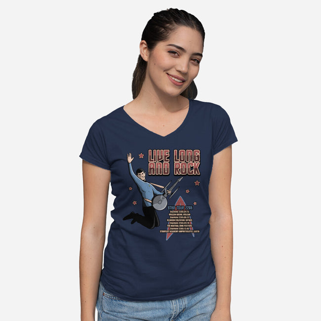 Live Long And Rock-Womens-V-Neck-Tee-NMdesign