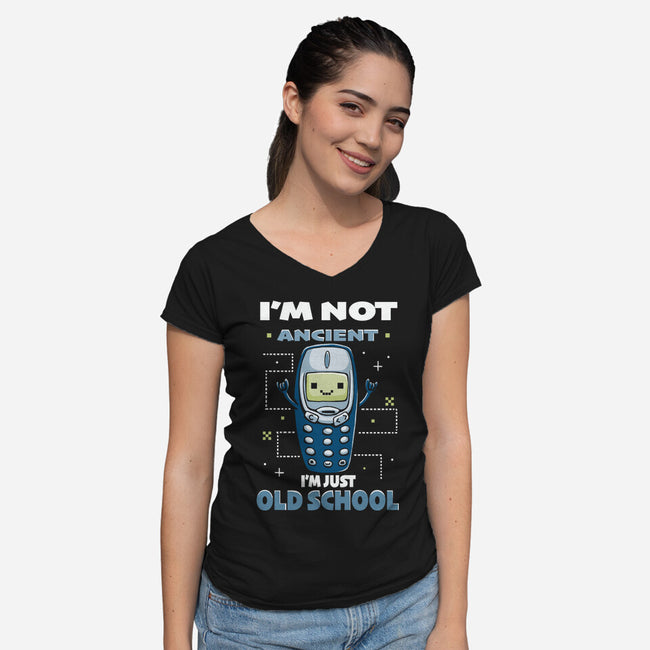 Old School-Womens-V-Neck-Tee-Vallina84