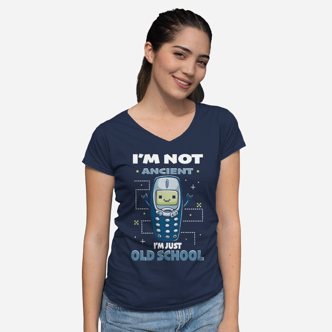 Old School-Womens-V-Neck-Tee-Vallina84