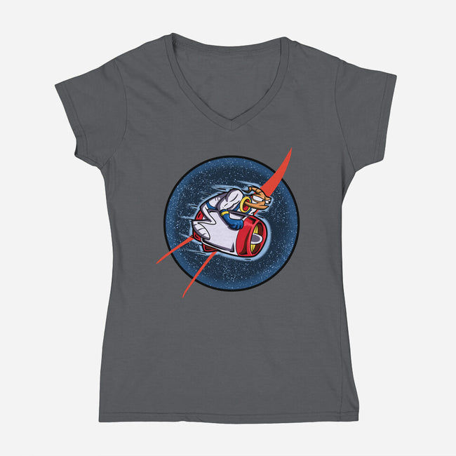 Worm In Space-Womens-V-Neck-Tee-nickzzarto