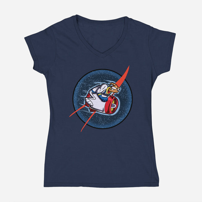 Worm In Space-Womens-V-Neck-Tee-nickzzarto