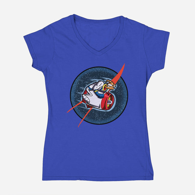 Worm In Space-Womens-V-Neck-Tee-nickzzarto