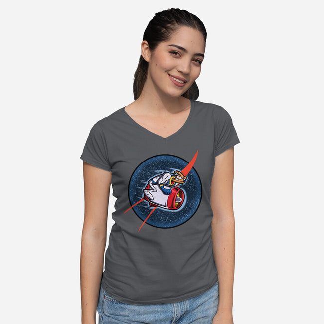 Worm In Space-Womens-V-Neck-Tee-nickzzarto