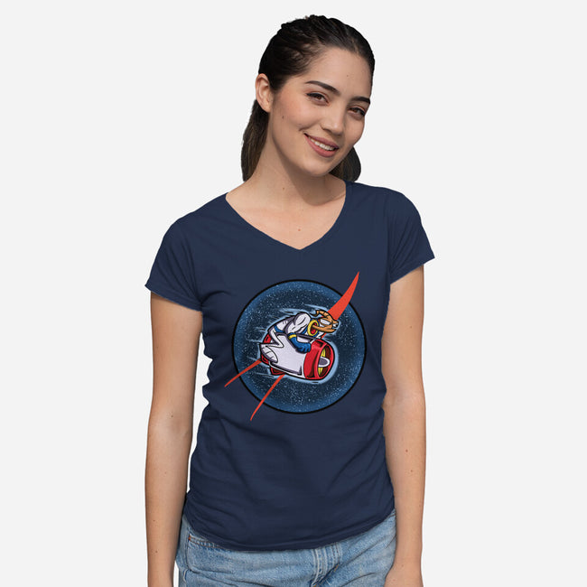 Worm In Space-Womens-V-Neck-Tee-nickzzarto