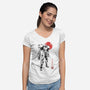 Bounty Huntress Sumi-e-Womens-V-Neck-Tee-Astrobot Invention
