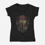 Neon Lineart Legendary Emblem-Womens-V-Neck-Tee-Astrobot Invention