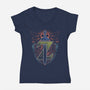 Neon Lineart Legendary Emblem-Womens-V-Neck-Tee-Astrobot Invention