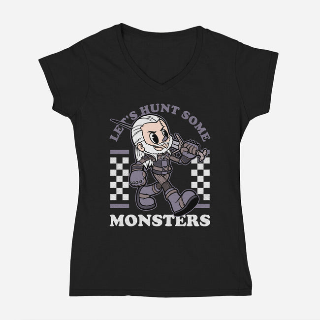 Game Mascot Wizard Hunter-Womens-V-Neck-Tee-Studio Mootant