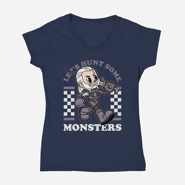 Game Mascot Wizard Hunter-Womens-V-Neck-Tee-Studio Mootant