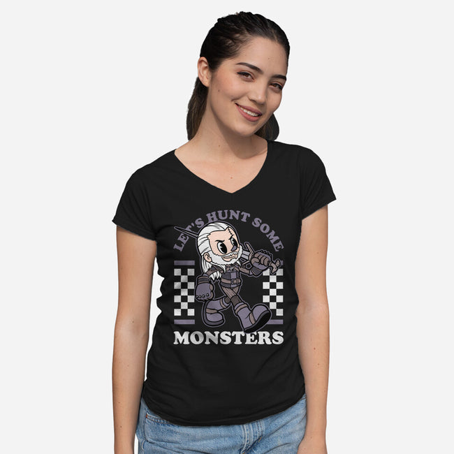 Game Mascot Wizard Hunter-Womens-V-Neck-Tee-Studio Mootant