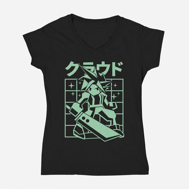 Cloudygon-Womens-V-Neck-Tee-arace