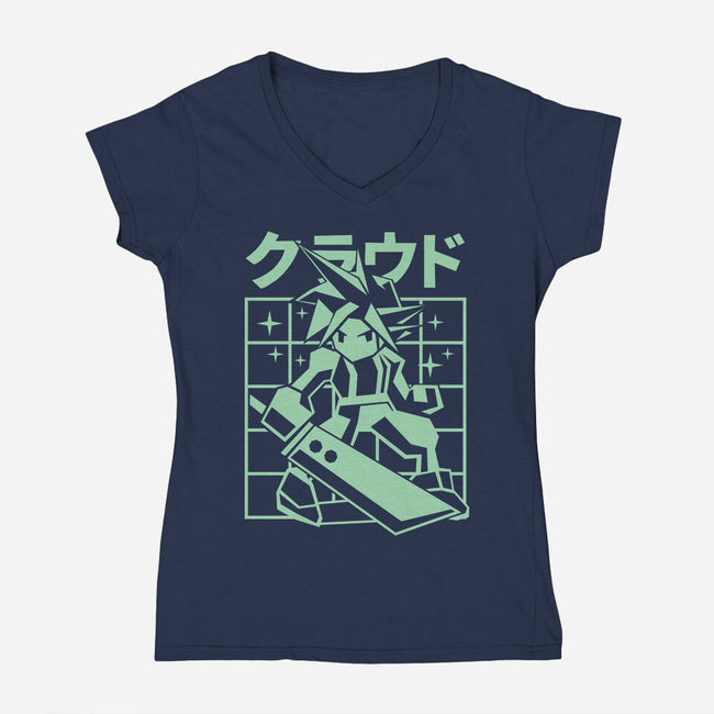 Cloudygon-Womens-V-Neck-Tee-arace
