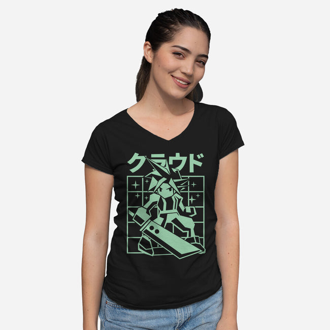 Cloudygon-Womens-V-Neck-Tee-arace