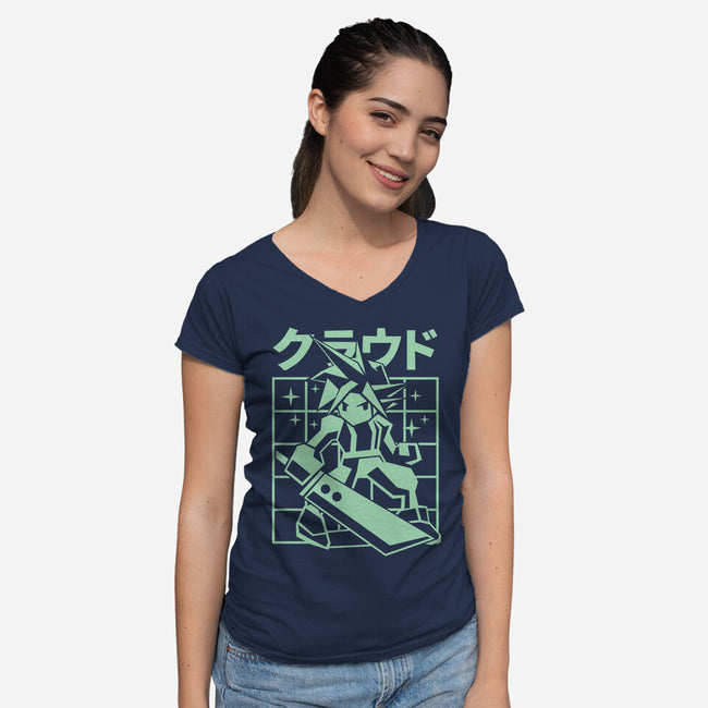 Cloudygon-Womens-V-Neck-Tee-arace