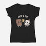 Flip And Sip-Womens-V-Neck-Tee-rarpoint