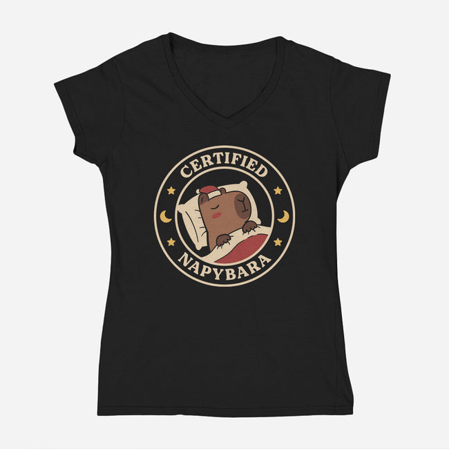 Certified Napybara-Womens-V-Neck-Tee-rarpoint