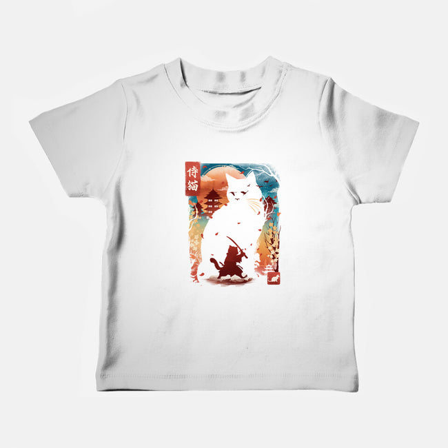 Samurai Cat Landscape-Baby-Basic-Tee-dandingeroz