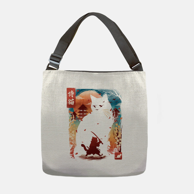 Samurai Cat Landscape-None-Adjustable Tote-Bag-dandingeroz